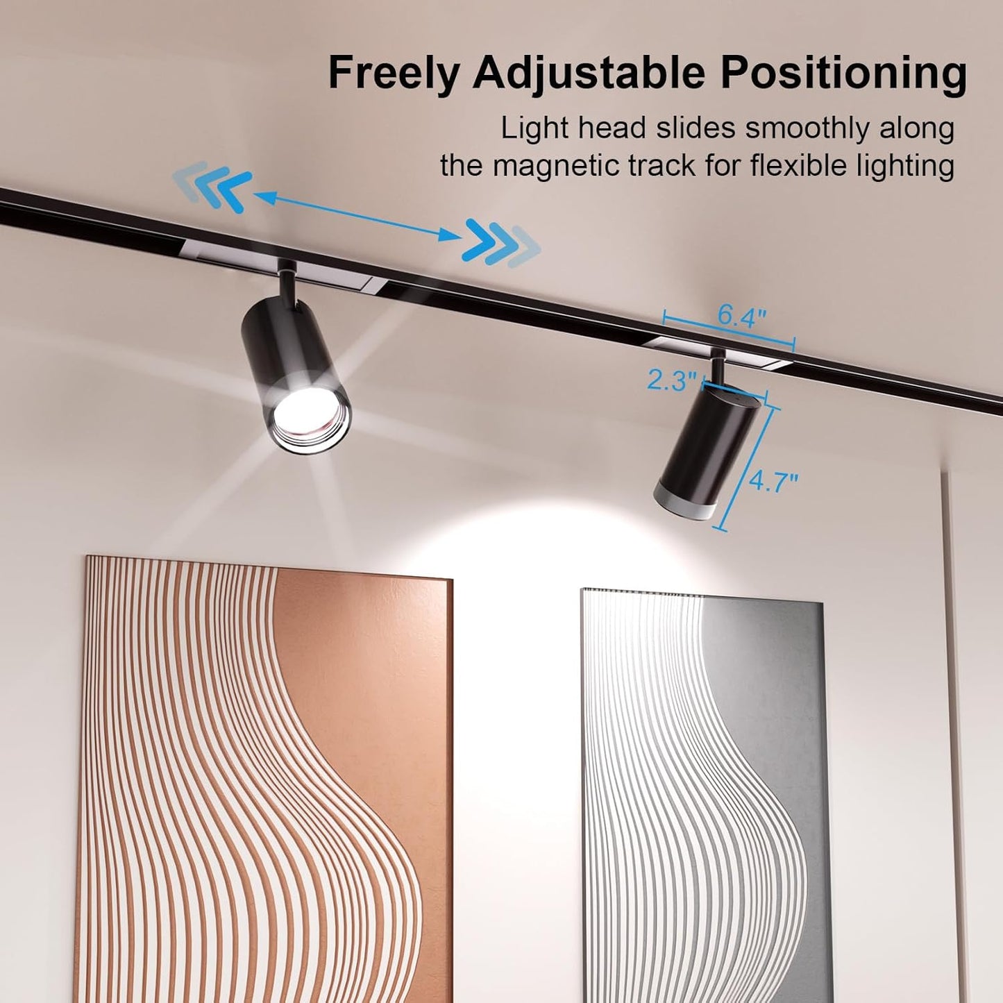 Adjustable Focus Spotlight, 18W Magnetic Track Light Head 24V CCT