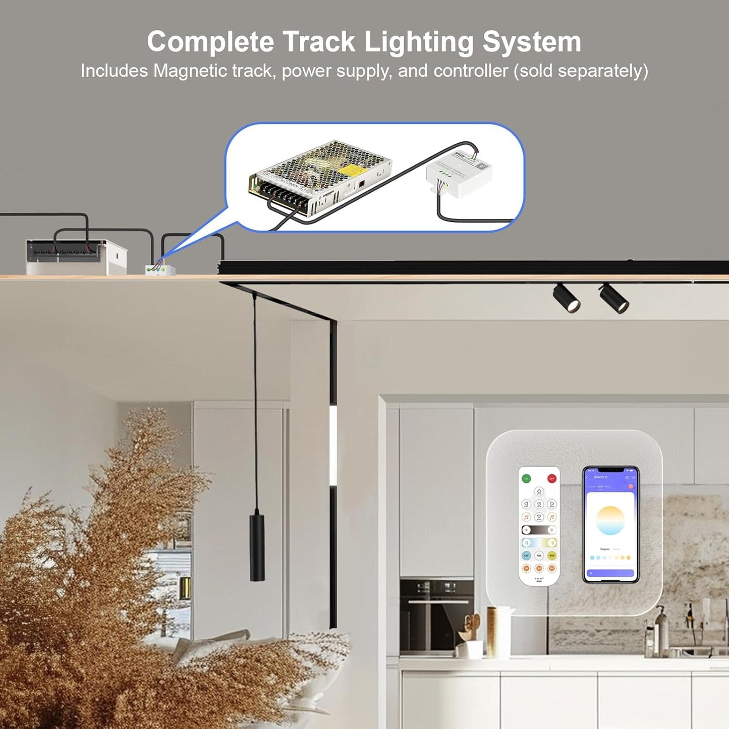 Adjustable Focus Spotlight, 18W Magnetic Track Light Head 24V CCT