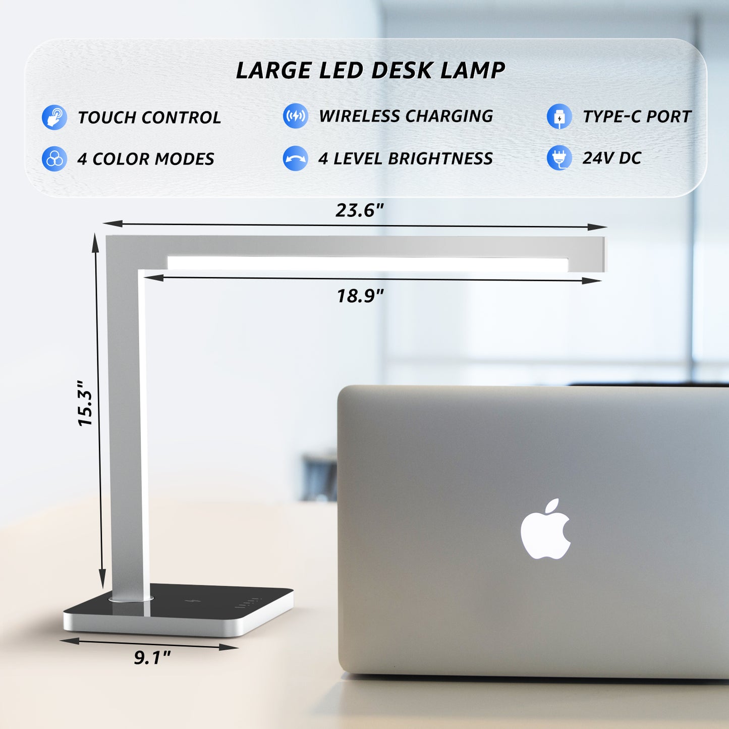 LED Desk Lamp with Wireless Charging