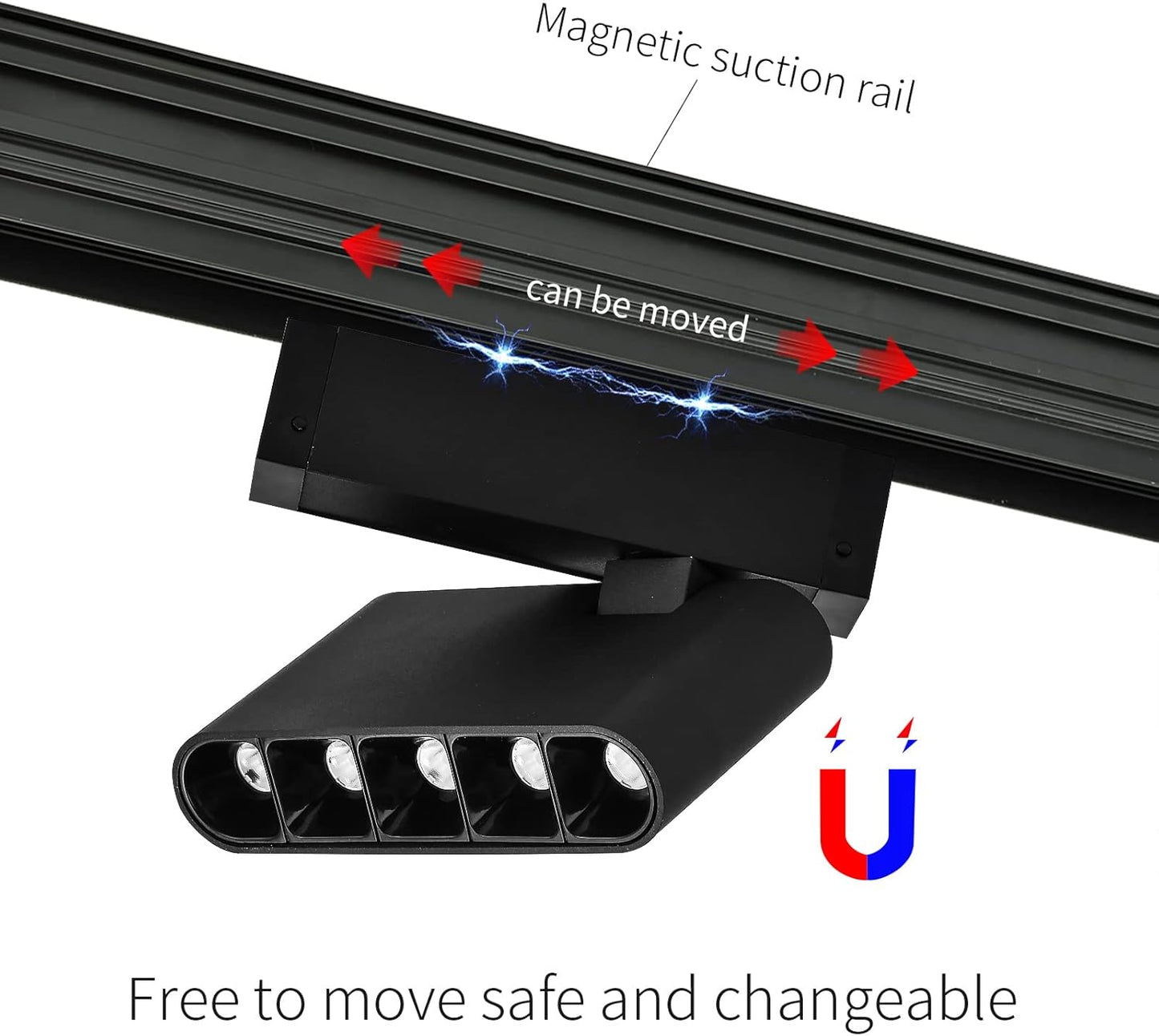 Magnetic Track Lighting Spotlight Head, Ceiling Downlight (7W/3000K)