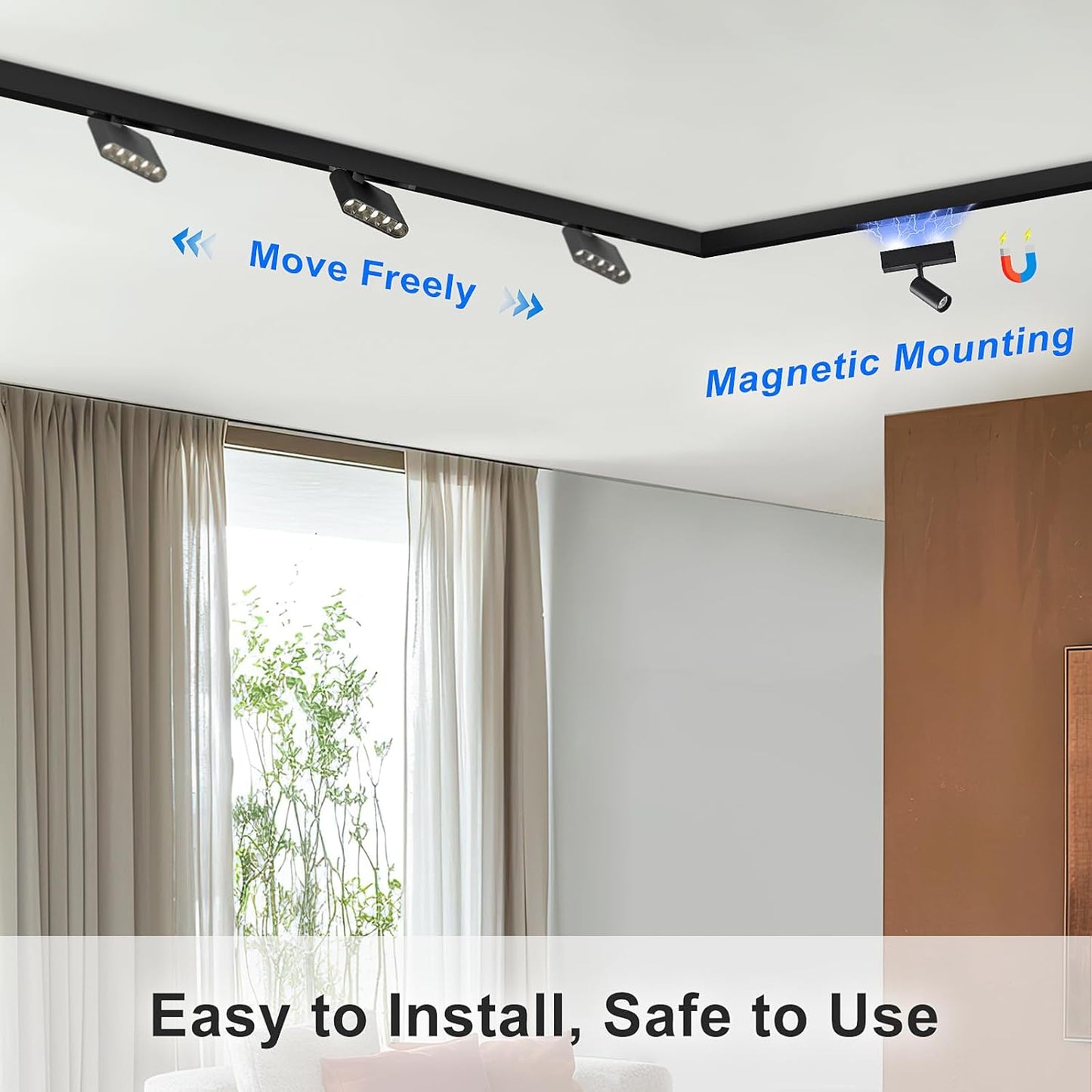 1M 4-Wire Ceiling Mounted Magnetic Track Lighting Rail