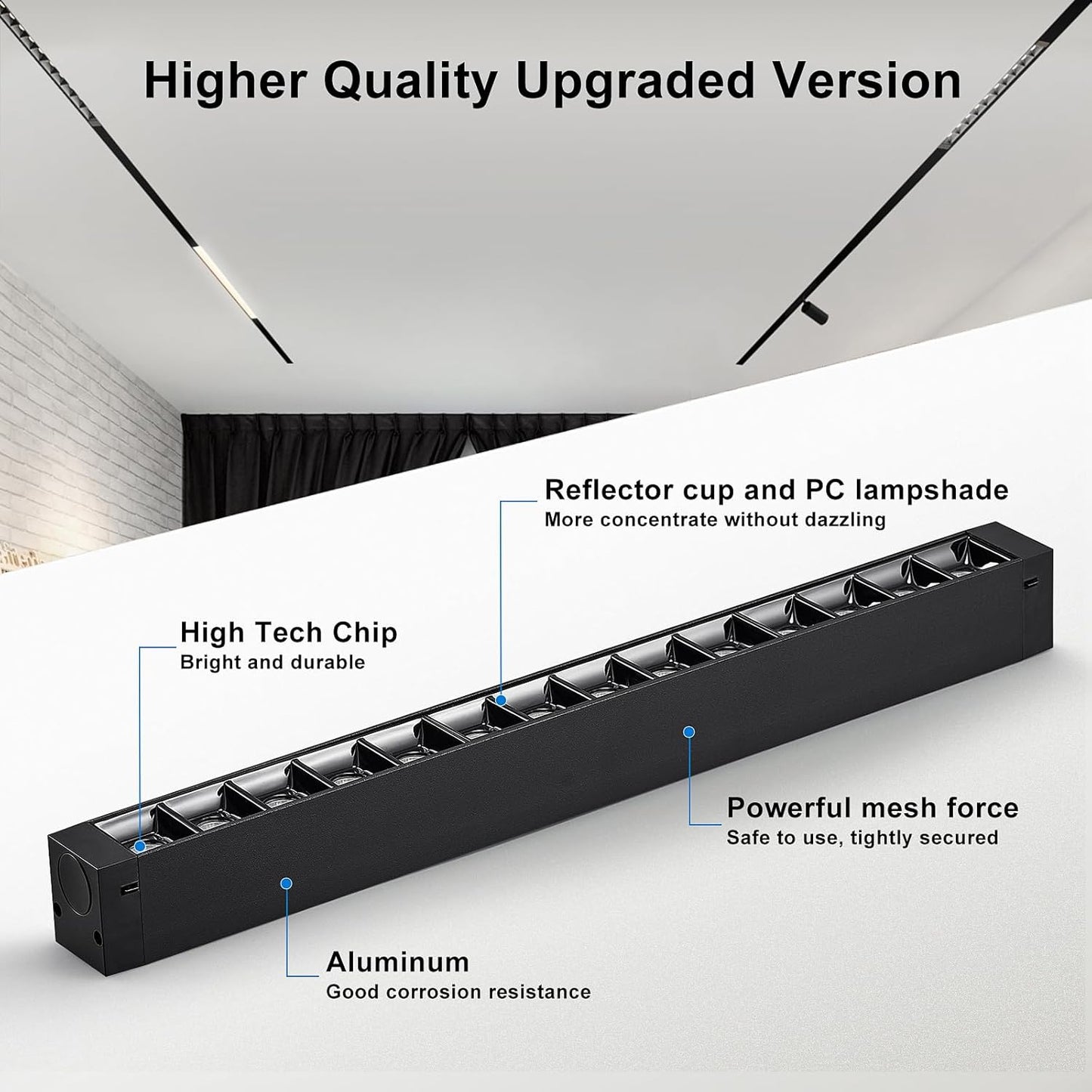 15W 3CCT Linear Spotlight Lamp Head,24V Magnetic Track Lighting Lamp