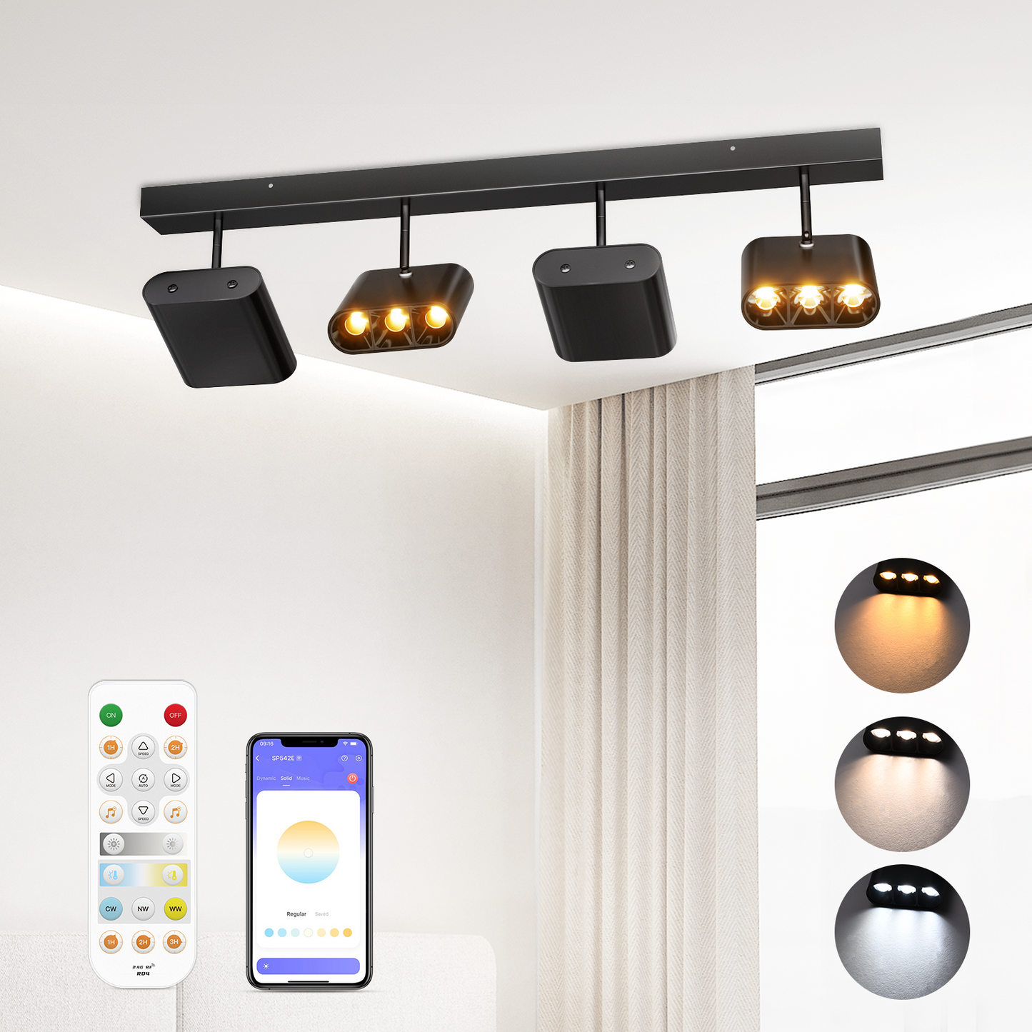 4 Light Heads Track Lighting Kit
