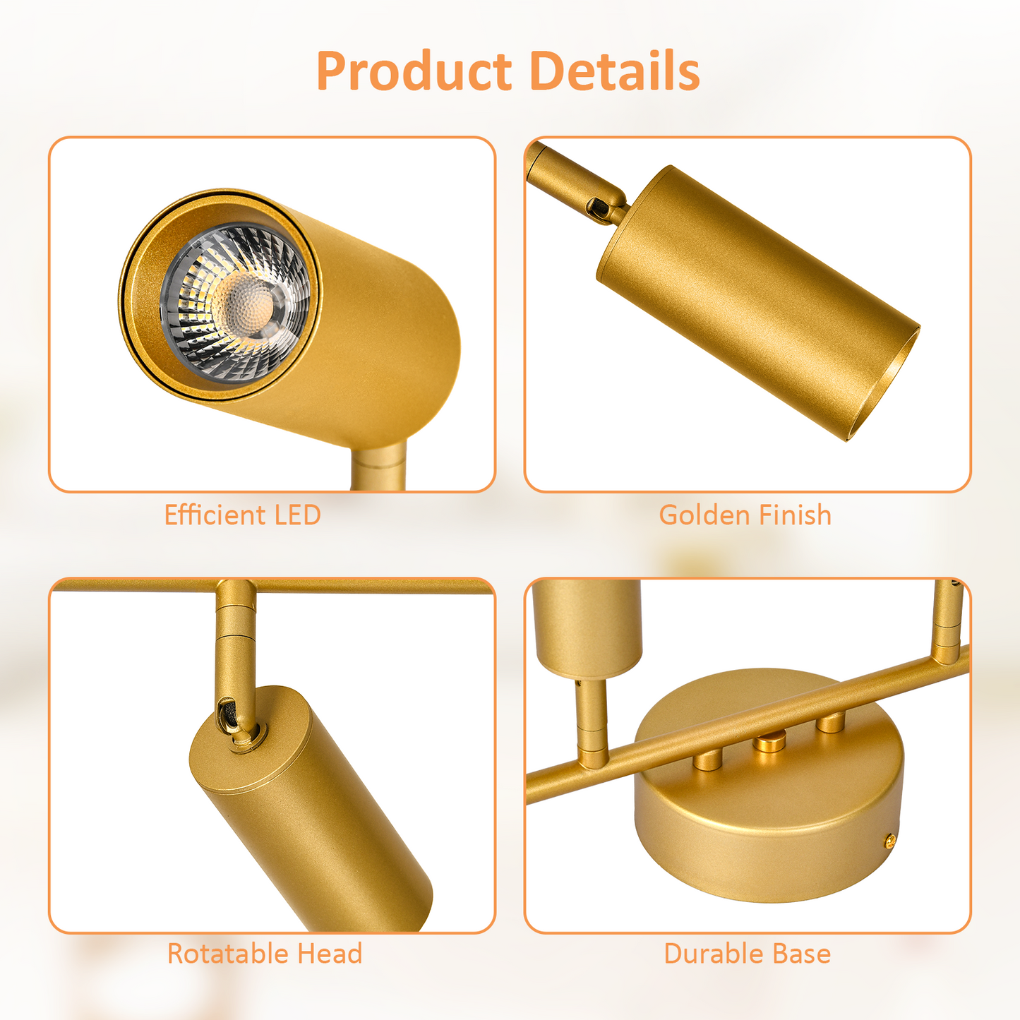 6 Light Heads Gold Track Lighting Kit