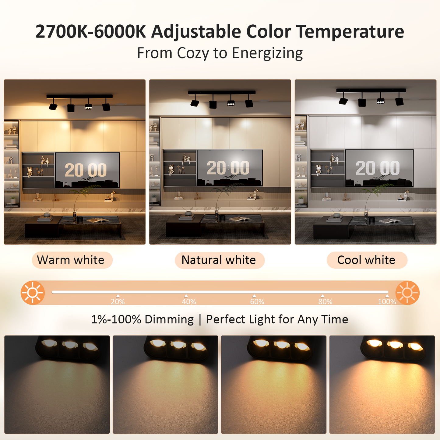 4 Light Heads Track Lighting Kit