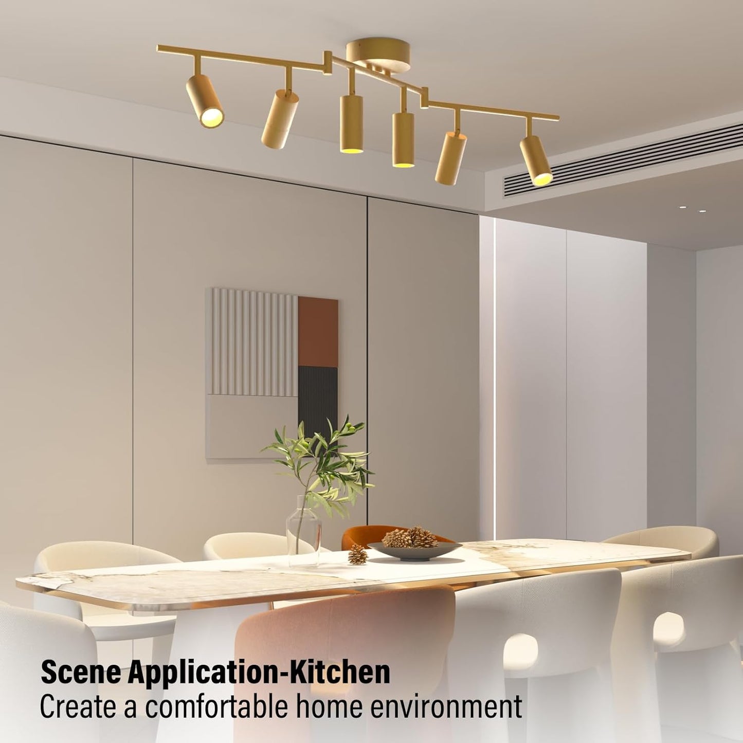 6 Light Heads Gold Track Lighting Kit
