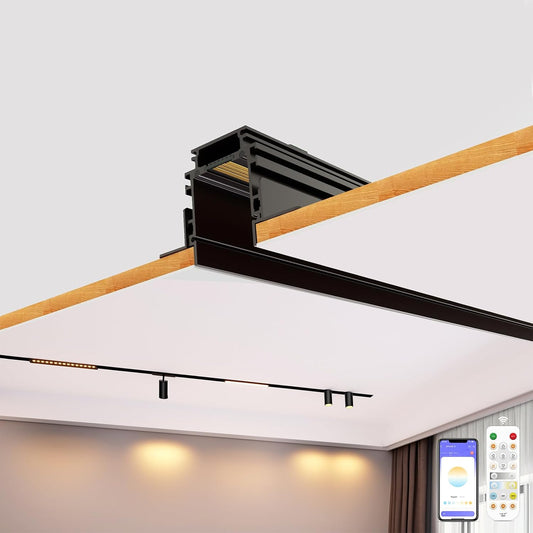 Magnetic Track Lighting Rail Kit, 4-Wire Recessed Aluminum Rail-1.6FT