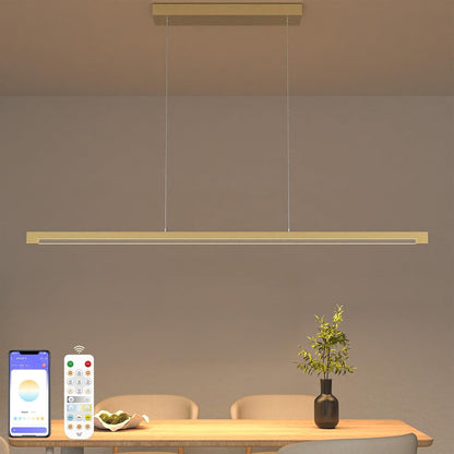 40W Gold Linear Pendant Light Dimmable Kitchen Island Lighting CCT (3000K-6000K)