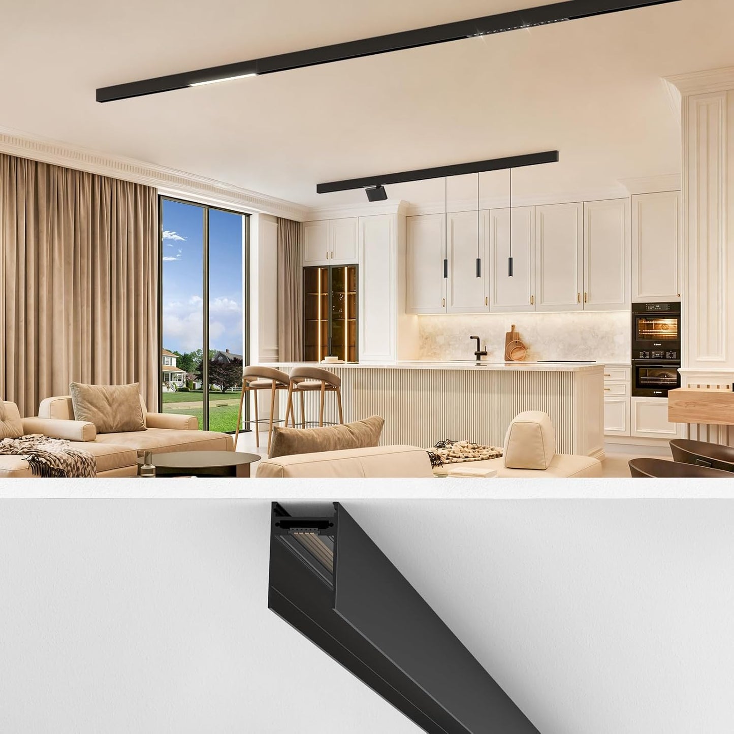 3.3FT 4-Wire Ceiling Mounted Magnetic Track Lighting Rail