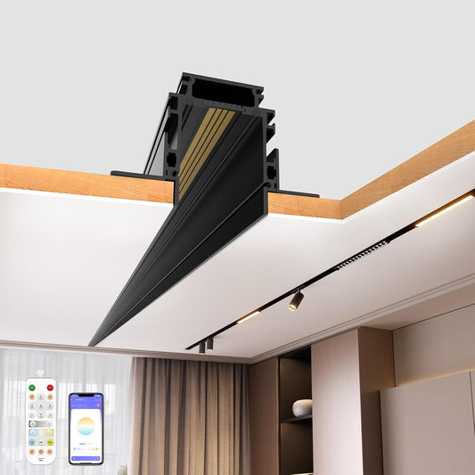 Magnetic Track Lighting Rail Kit, 4-Wire Recessed Aluminum Rail-3.3FT