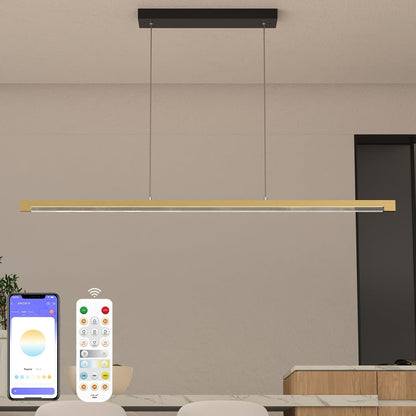 40W Gold Linear Pendant Light Dimmable Kitchen Island Lighting CCT (3000K-6000K)