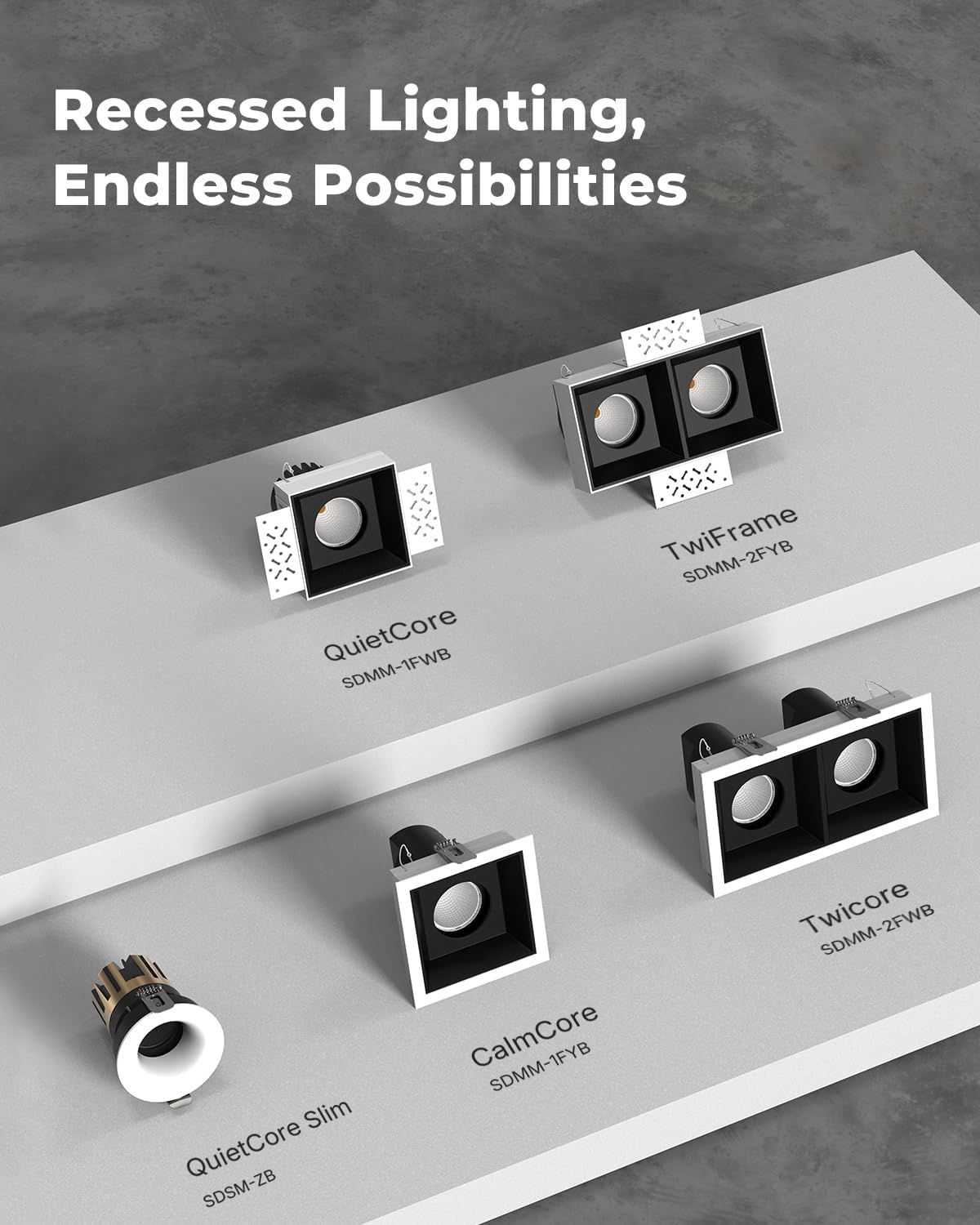 12W LED Recessed Trim Dimmable Square Spotlight