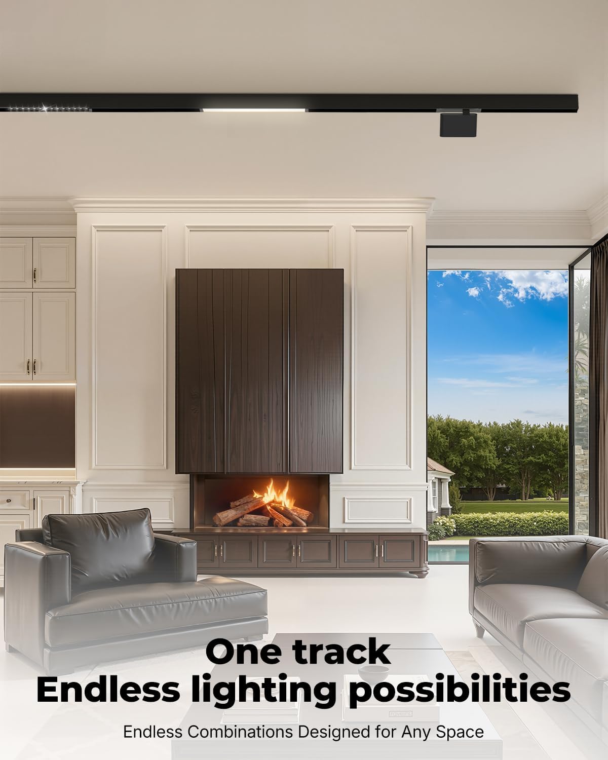 3.3FT 4-Wire Ceiling Mounted Magnetic Track Lighting Rail