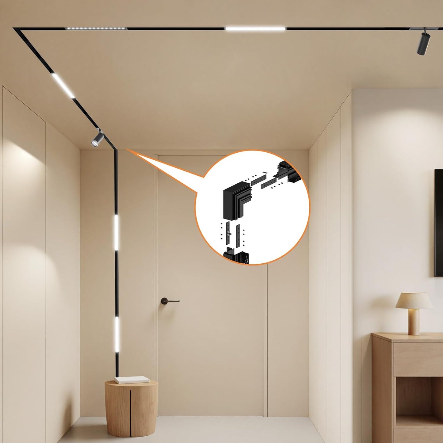 Corner Connector for 4-Wire Magnetic Track Lighting, Vertical Shape Joint