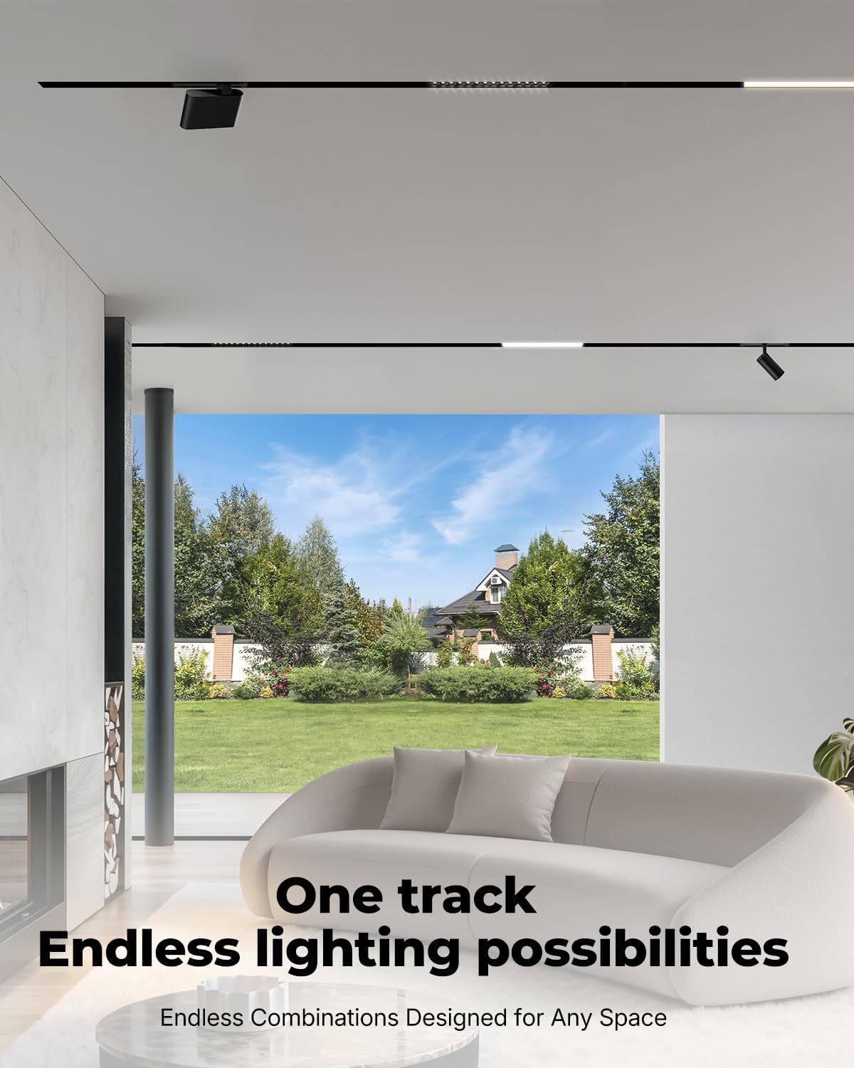 Magnetic Track Lighting Rail Kit, 4-Wire Recessed Aluminum Rail-3.3FT