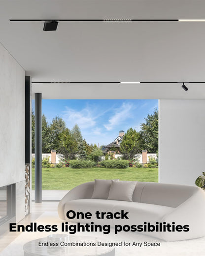 Magnetic Track Lighting Rail Kit, 4-Wire Recessed Aluminum Rail-3.3FT