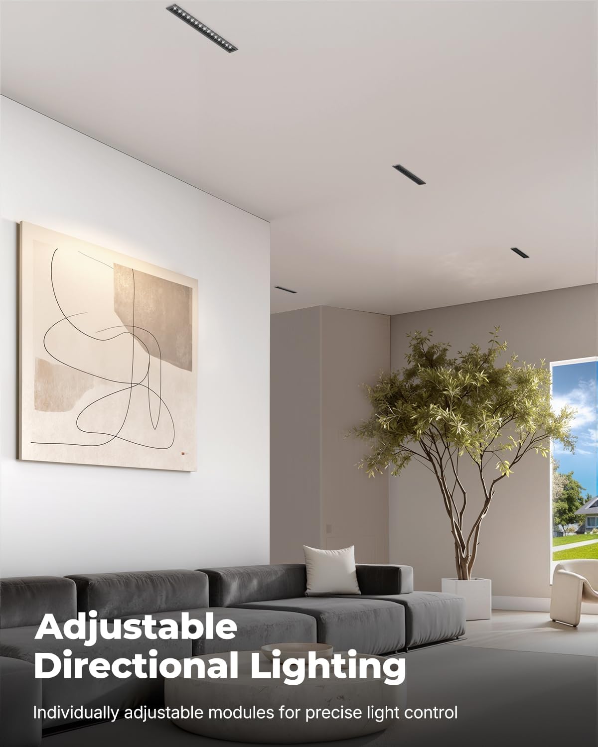 15W Recessed Adjustable Array Spotlight, CCT 3000K-6500K Downlight with Trim