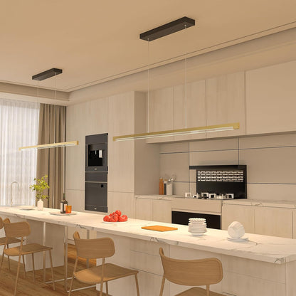 40W Gold Linear Pendant Light Dimmable Kitchen Island Lighting CCT (3000K-6000K)