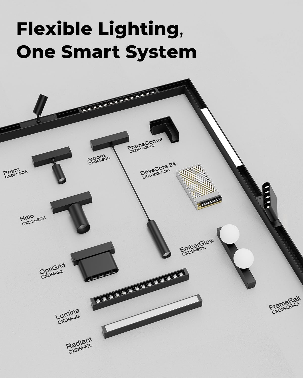 3.3FT 4-Wire Ceiling Mounted Magnetic Track Lighting Rail