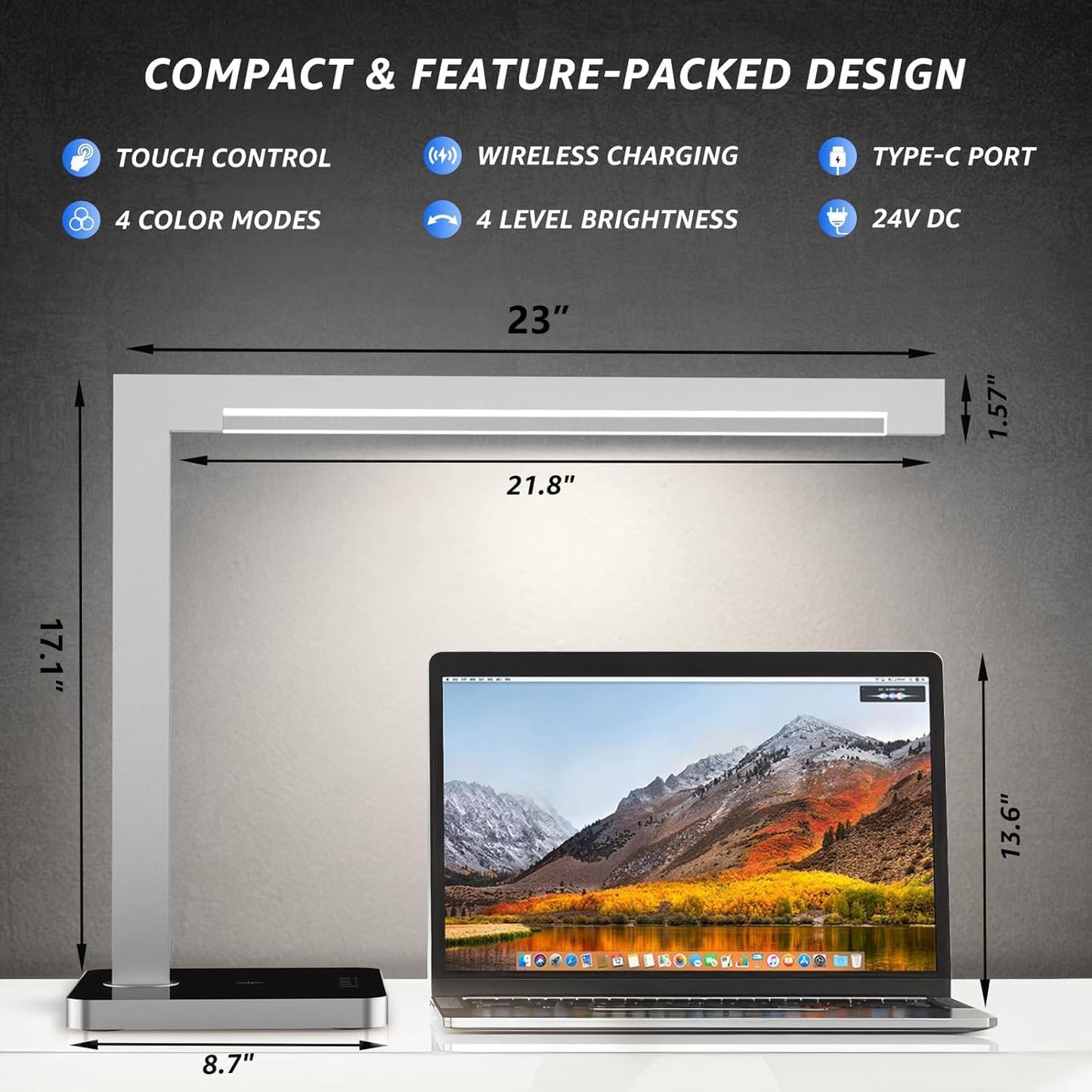 LED Desk Lamp with Wireless Charging