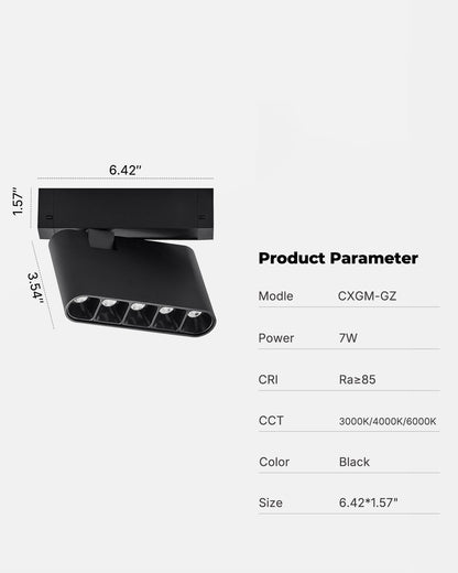 7W 3000K-6000K Magnetic Track Lighting Spotlight Head, 24V Ceiling Downlight