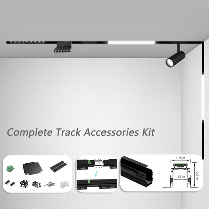Magnetic Track Lighting Rail Kit, 4-Wire Recessed Aluminum Rail-3.3FT