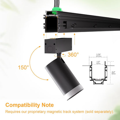 Adjustable Focus Spotlight, 18W Magnetic Track Light Head 24V CCT