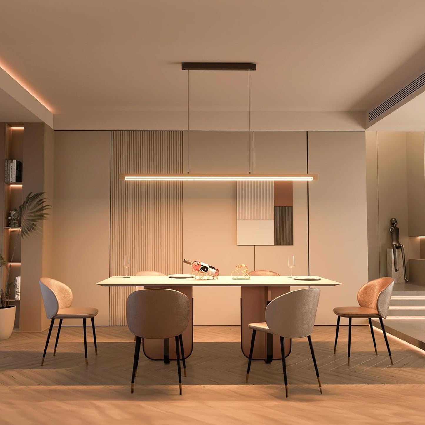 40W Gold Linear Pendant Light Dimmable Kitchen Island Lighting CCT (3000K-6000K)