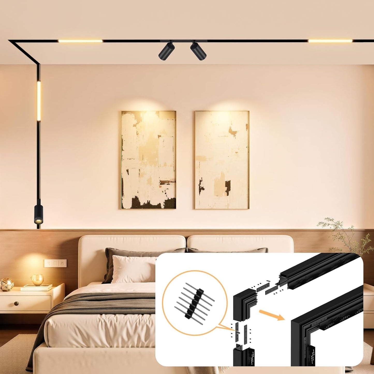 Corner Connector for 4-Wire Magnetic Track Lighting, Vertical Shape Joint