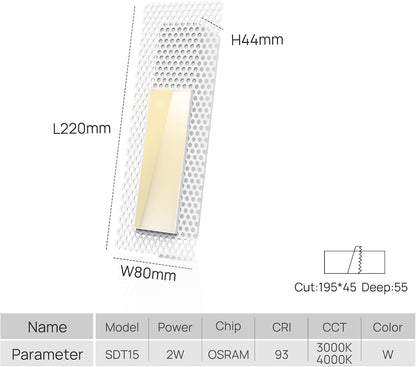 LED Recessed Trimless Step Light 3000K
