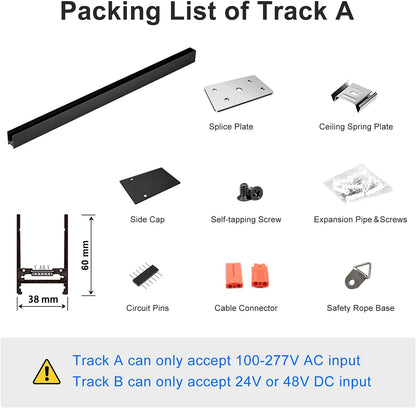 1M 4-Wire Ceiling Mounted Magnetic Track Lighting Rail