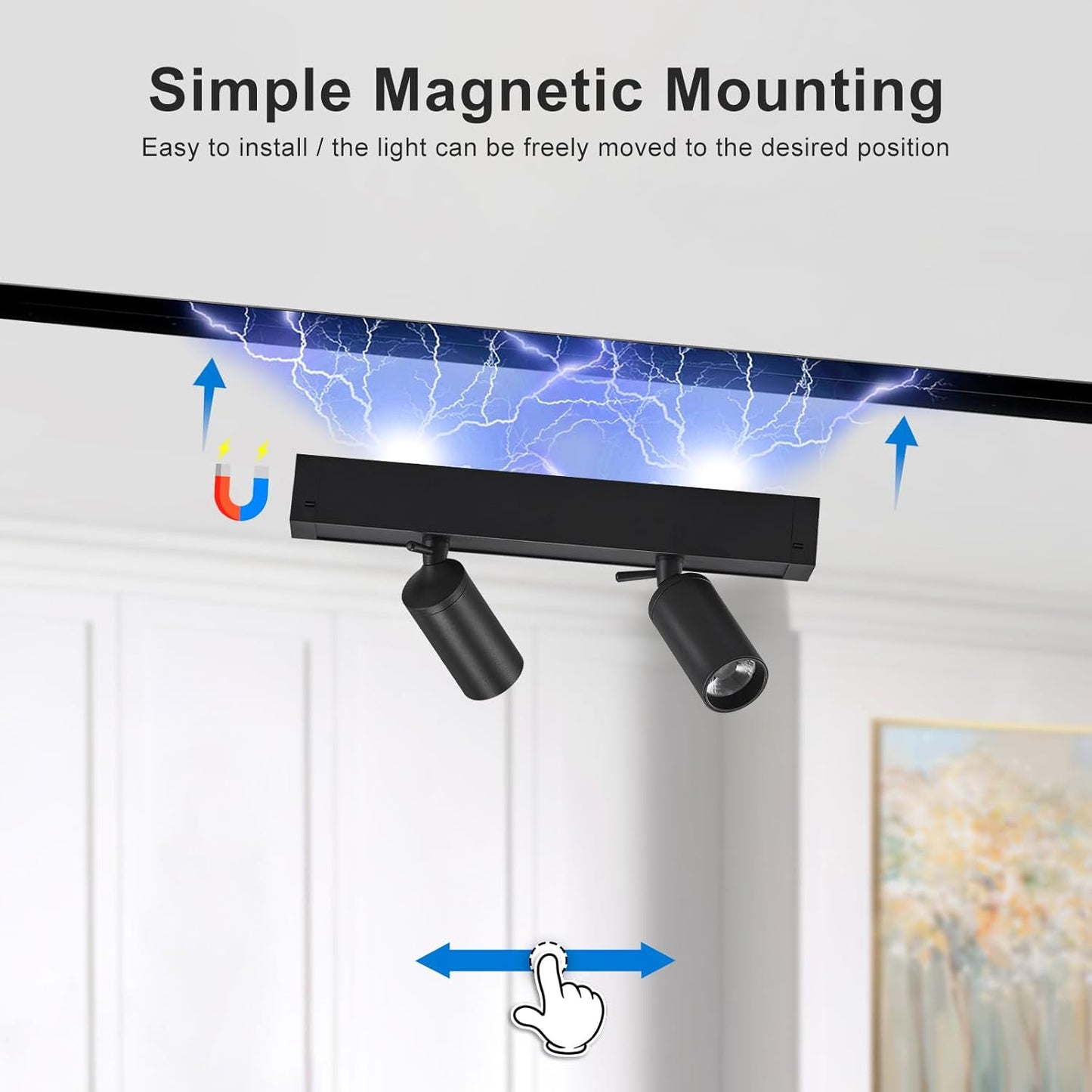 24V LED Spotlight Magnetic Track Lighting Head, Ceiling Downlight (10W/3000K)