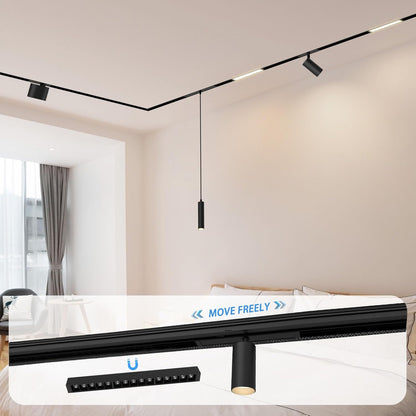 Magnetic Track Lighting Rail Kit, 4-Wire Recessed Aluminum Rail-3.3FT