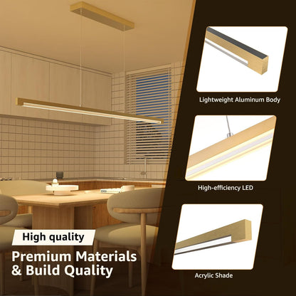 40W Gold Linear Pendant Light Dimmable Kitchen Island Lighting CCT (3000K-6000K)