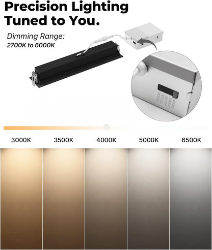 10W Recessed Linear Spotlight, CCT 3000K-6500K Downlight with Trim