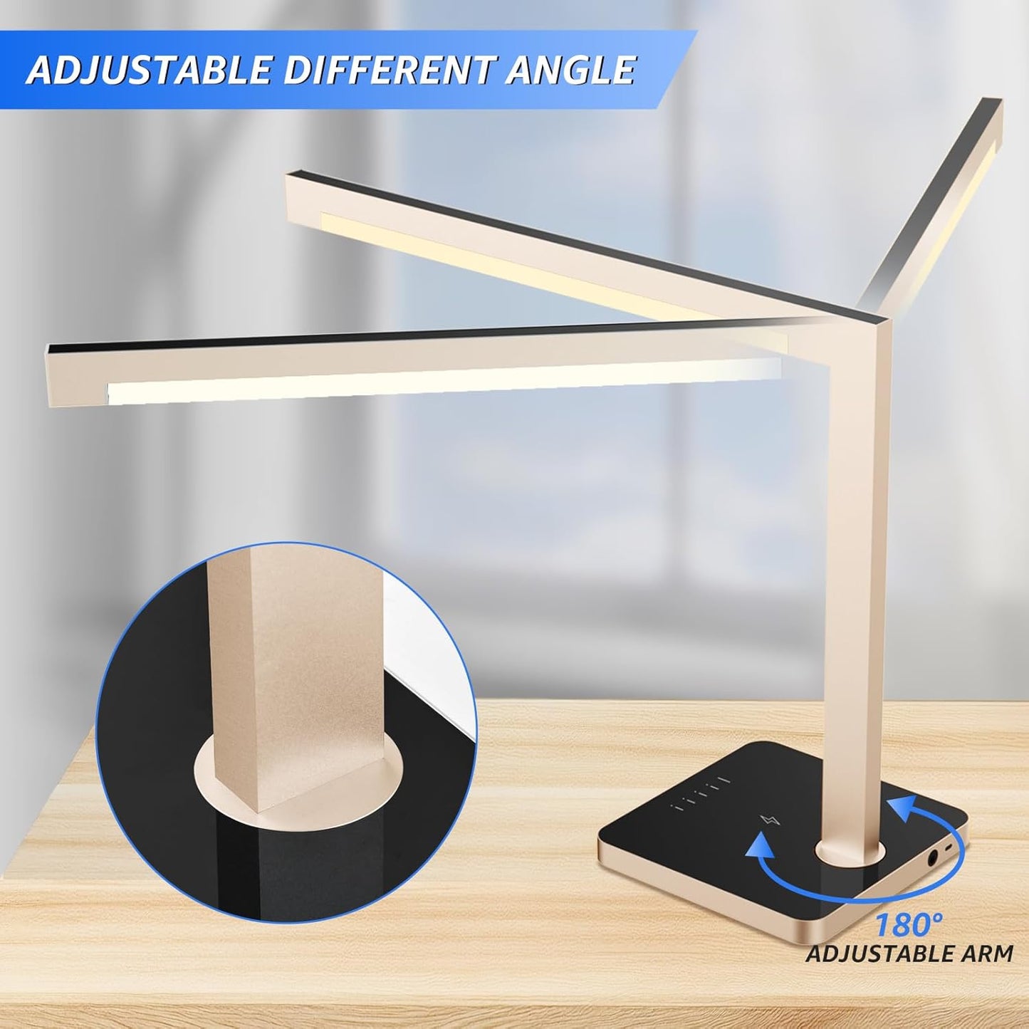 Aluminum LED Desk Lamp with Charging Station