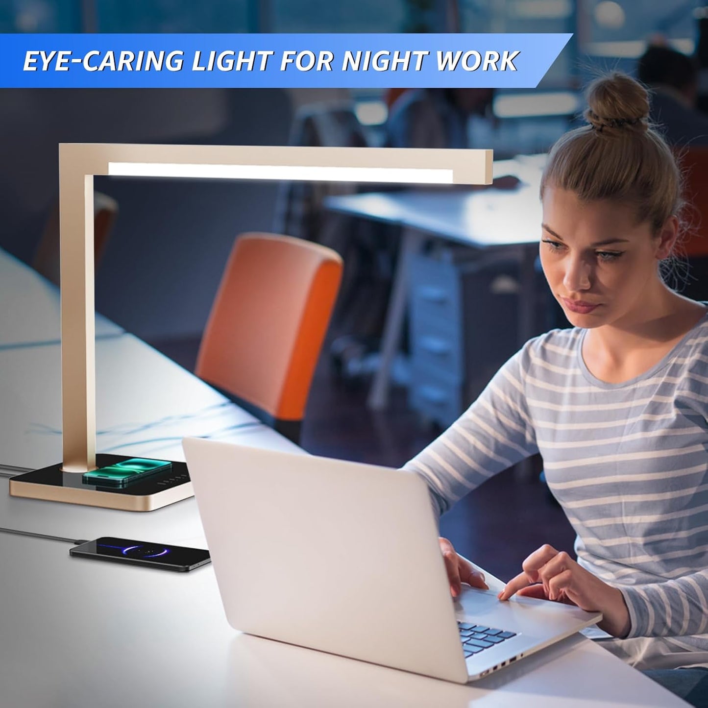 Aluminum LED Desk Lamp with Charging Station