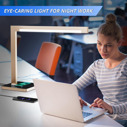 Aluminum LED Desk Lamp with Charging Station