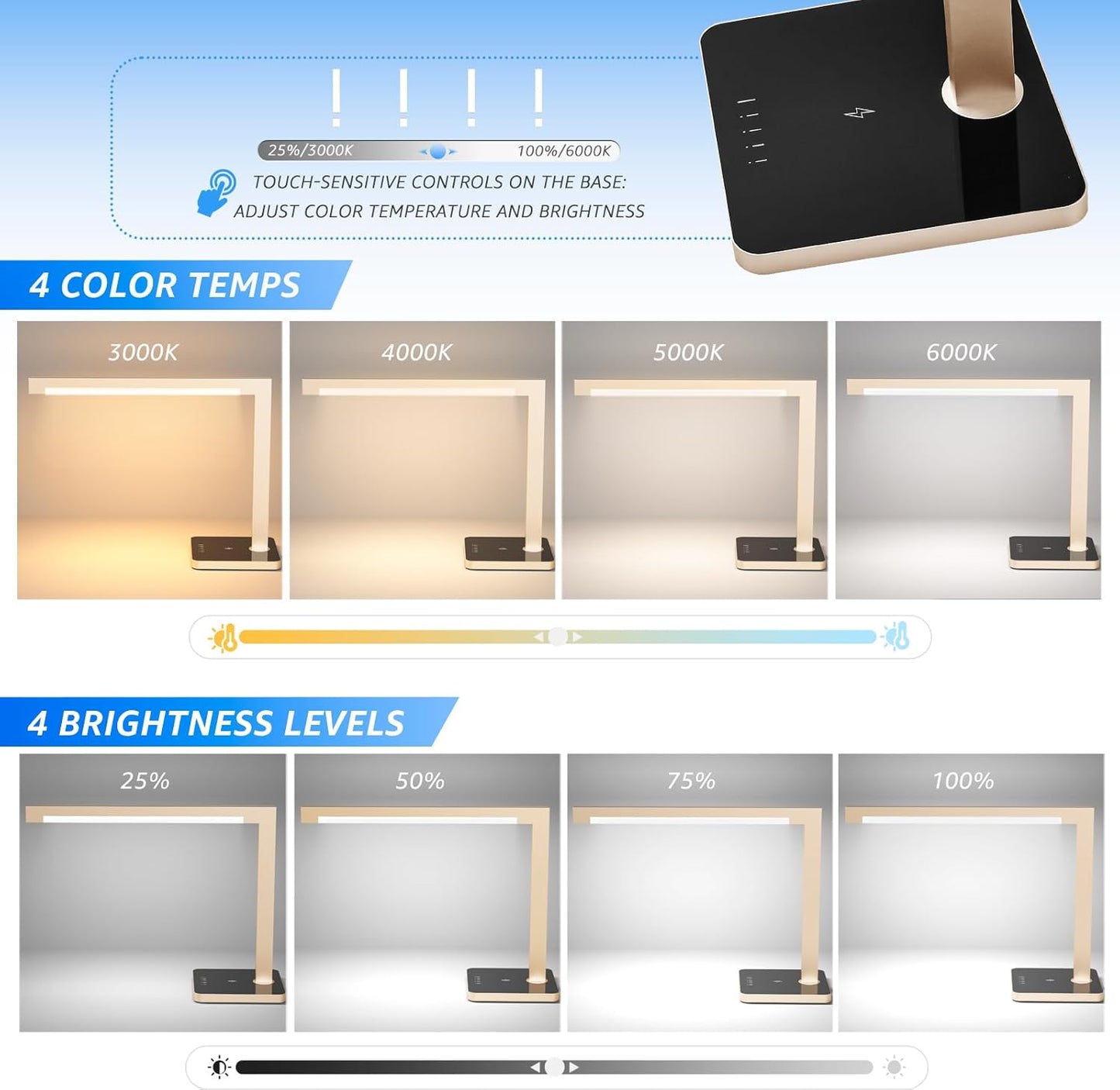 Aluminum LED Desk Lamp with Charging Station